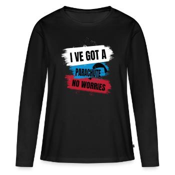 Solitude dans le ciel – Parapente - T-shirt manches longues Premium bio Femme - noir - Devant - Julia (174cm)