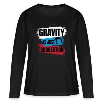 La gravité n’est qu’une suggestion – Parapente - T-shirt manches longues Premium bio Femme - noir - Devant - Julia (174cm)