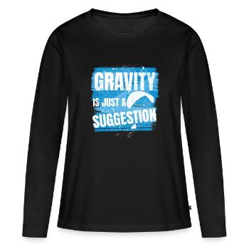 La gravité n’est qu’une suggestion – Parapente - T-shirt manches longues Premium bio Femme - noir - Devant - Julia (174cm)