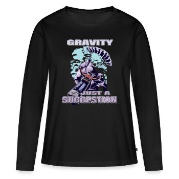 La gravité n’est qu’une suggestion – Parapente - T-shirt manches longues Premium bio Femme - noir - Devant - Julia (174cm)
