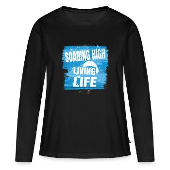 Soaring High Living Life – Paragliding Spirit - T-shirt manches longues Premium bio Femme - noir - Devant - Julia (174cm)