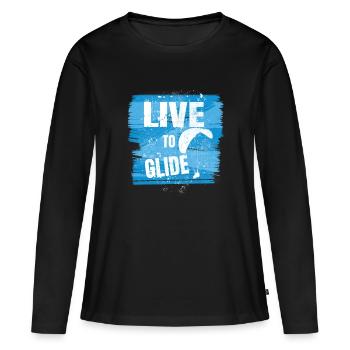 Live to Glide – Paragliding Passion - Frauen Premium Bio Langarmshirt - Schwarz - Vorne - Julia (174cm)