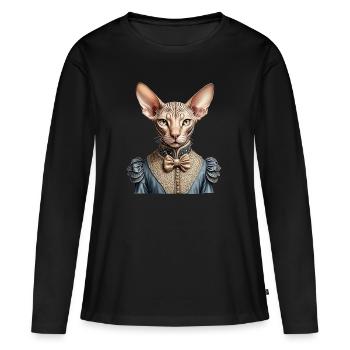 Viktorianische Sphynx-Katze - Frauen Premium Bio Langarmshirt - Schwarz - Vorne - Julia (174cm)