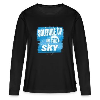 Solitude dans le ciel – Parapente Serenity - T-shirt manches longues Premium bio Femme - noir - Devant - Julia (174cm)