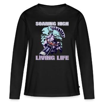 Soaring High Living Life – Parapente Design - T-shirt manches longues Premium bio Femme - noir - Devant - Julia (174cm)