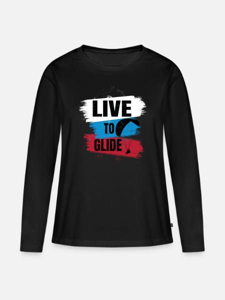 Live to Glide – Paragliding Design - Frauen Premium Bio Langarmshirt - Schwarz