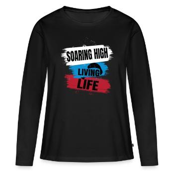 Soaring High Living Life – Parapente Design - T-shirt manches longues Premium bio Femme - noir - Devant - Julia (174cm)