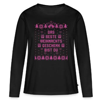 Das beste Weihnachtsgeschenk bist Du - Weihnachten - Frauen Premium Bio Langarmshirt - Schwarz - Vorne - Julia (174cm)