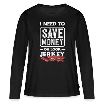 Boeuf Jerky Dealer Costume de Boeuf Jerky - T-shirt manches longues Premium bio Femme - noir - Devant - Julia (174cm)