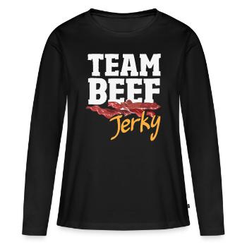 Boeuf Jerky Dealer Costume de Boeuf Jerky - T-shirt manches longues Premium bio Femme - noir - Devant - Julia (174cm)