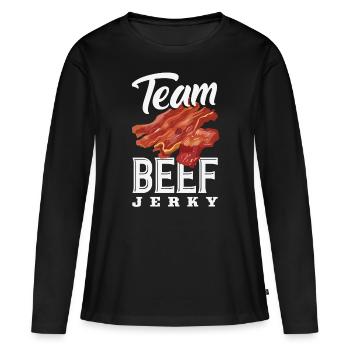 Boeuf Jerky Dealer Costume de Boeuf Jerky - T-shirt manches longues Premium bio Femme - noir - Devant - Julia (174cm)