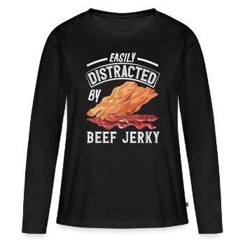 Boeuf Jerky Dealer Costume de Boeuf Jerky - T-shirt manches longues Premium bio Femme - noir - Devant - Julia (174cm)