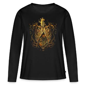 Steampunk Anatomy Steampunk Mechanical - Frauen Premium Bio Langarmshirt - Schwarz - Vorne - Julia (174cm)