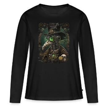 Steampunk Pestilence Plague Doctor - Frauen Premium Bio Langarmshirt - Schwarz - Vorne - Julia (174cm)