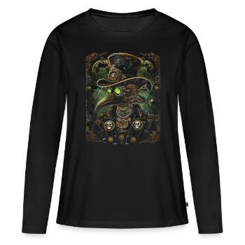 Steampunk Pestilence Plague Doctor - Frauen Premium Bio Langarmshirt - Schwarz - Vorne - Julia (174cm)
