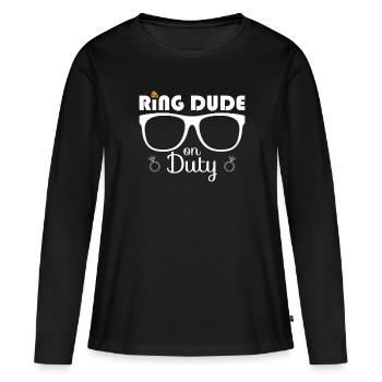 Ring Dude Ring Bearer Wedding Wedding Wedding Ring - Women's Premium Organic Long Sleeve Shirt - black - Front - Julia (174cm)