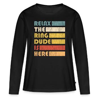 Ring Dude Ring Bearer Wedding Wedding Wedding Ring - Women's Premium Organic Long Sleeve Shirt - black - Front - Julia (174cm)