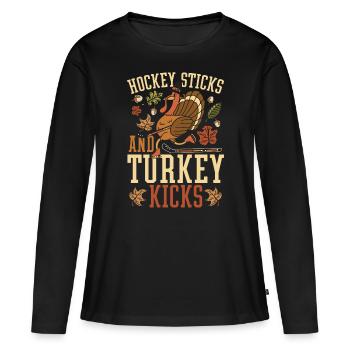 Puck Thanksgiving Contest - Women's Premium Organic Long Sleeve Shirt - black - Front - Julia (174cm)