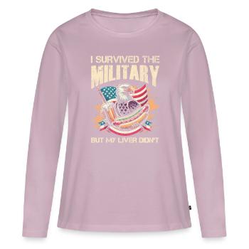 Vétéran Médicamenté Dysfonctionnel - T-shirt manches longues Premium bio Femme - rose poudré - Devant - Julia (174cm)