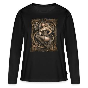 Schöne Frauen Steampunk Liebhaber - Frauen Premium Bio Langarmshirt - Schwarz - Vorne - Julia (174cm)
