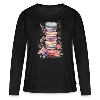 Macaron-liebhaber Macaron Baker - Frauen Premium Bio Langarmshirt - Schwarz - Vorne - Julia (174cm)