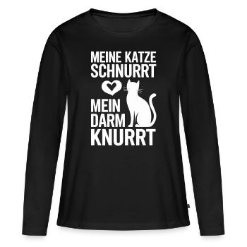 Mon chat ronronne, mes intestins grognent - MII - T-shirt manches longues Premium bio Femme - noir - Devant - Julia (174cm)