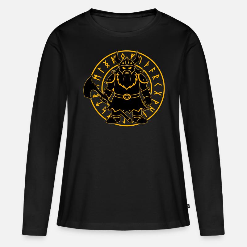 Wikinger - Frauen Premium Bio Langarmshirt - Schwarz