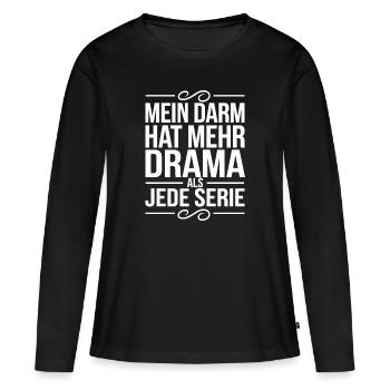 Mon intestin a plus de drame que n’importe quelle série – drôle - T-shirt manches longues Premium bio Femme - noir - Devant - Julia (174cm)