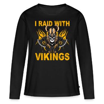Je fais un raid avec les Vikings - T-shirt manches longues Premium bio Femme - noir - Devant - Julia (174cm)