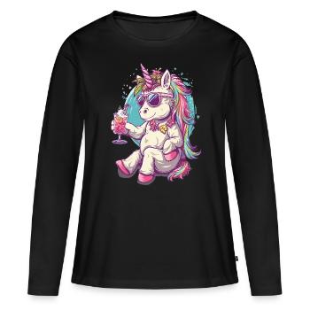 Colorful Refreshing Cocktail Unicorn - Women's Premium Organic Long Sleeve Shirt - black - Front - Julia (174cm)