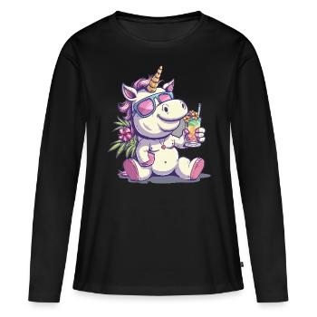 Colorful Refreshing Cocktail Unicorn - Women's Premium Organic Long Sleeve Shirt - black - Front - Julia (174cm)
