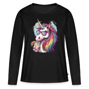 Colorful Refreshing Cocktail Unicorn - Women's Premium Organic Long Sleeve Shirt - black - Front - Julia (174cm)