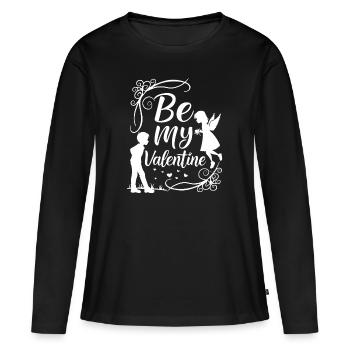 Be my Valentine - Amour - Cadeau - T-shirt manches longues Premium bio Femme - noir - Devant - Julia (174cm)
