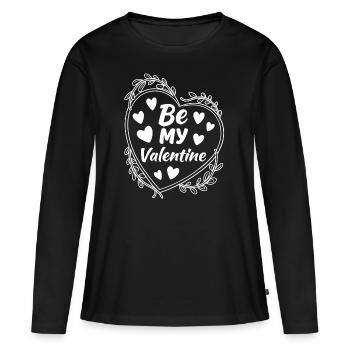 Be my Valentine - Amour - Cadeau - T-shirt manches longues Premium bio Femme - noir - Devant - Julia (174cm)