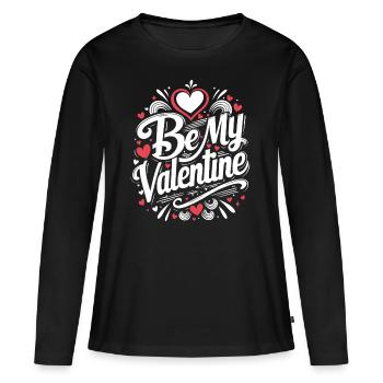 Be my Valentine - Amour - Cadeau - T-shirt manches longues Premium bio Femme - noir - Devant - Julia (174cm)