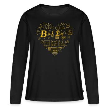 Jeu de mots mathématique - Soyez supérieur à la moyenne - T-shirt manches longues Premium bio Femme - noir - Devant - Julia (174cm)