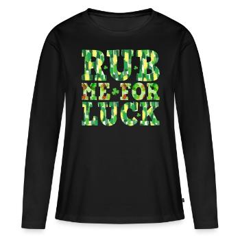 Frotte-moi pour la chance - T-shirt manches longues Premium bio Femme - noir - Devant - Julia (174cm)