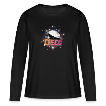 Boule Disco Club Fête Étoiles Rétro - T-shirt manches longues Premium bio Femme - noir - Devant - Julia (174cm)
