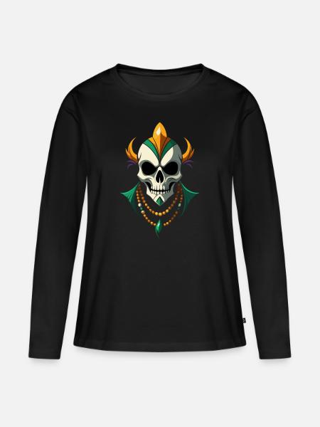 Mardi Gras skull - Carnival - Costume - Gift - Frauen Premium Bio Langarmshirt - Schwarz