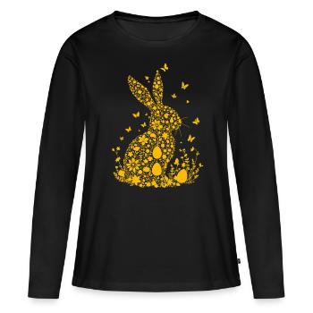 Lapin de Pâques - T-shirt manches longues Premium bio Femme - noir - Devant - Julia (174cm)
