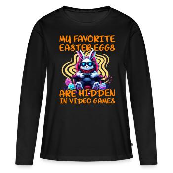 Mes œufs de Pâques préférés sont cachés dans les jeux vidéo - T-shirt manches longues Premium bio Femme - noir - Devant - Julia (174cm)