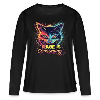 Cat Rage Consumes Me Humor Meme - Women's Premium Organic Long Sleeve Shirt - black - Front - Julia (174cm)