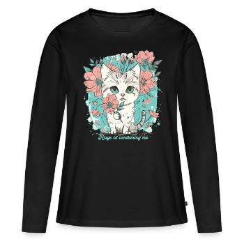 Cat Rage Consumes Me Humor Meme - Frauen Premium Bio Langarmshirt - Schwarz - Vorne - Julia (174cm)