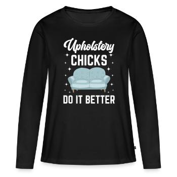 Restaurateur Meubles rembourrés - T-shirt manches longues Premium bio Femme - noir - Devant - Julia (174cm)