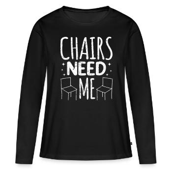 Restaurateur Meubles rembourrés - T-shirt manches longues Premium bio Femme - noir - Devant - Julia (174cm)