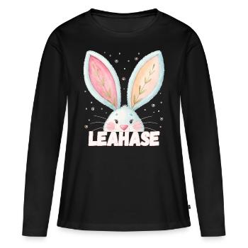 Nom Lea Rabbit Lea Rabbit Nom de l’animal - T-shirt manches longues Premium bio Femme - noir - Devant - Julia (174cm)