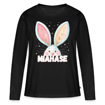 Nom Mia Lapin Miahase Nom de l’animal - T-shirt manches longues Premium bio Femme - noir - Devant - Julia (174cm)