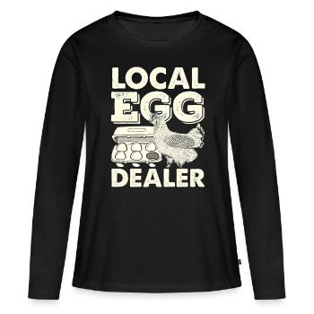 Unterstützen Sie lokale Eierhändler - Frauen Premium Bio Langarmshirt - Schwarz - Vorne - Julia (174cm)
