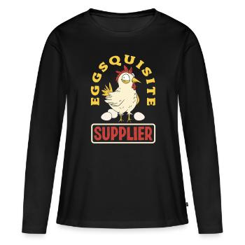 Unterstützen Sie lokale Eierhändler - Frauen Premium Bio Langarmshirt - Schwarz - Vorne - Julia (174cm)