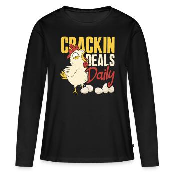 Unterstützen Sie lokale Eierhändler - Frauen Premium Bio Langarmshirt - Schwarz - Vorne - Julia (174cm)